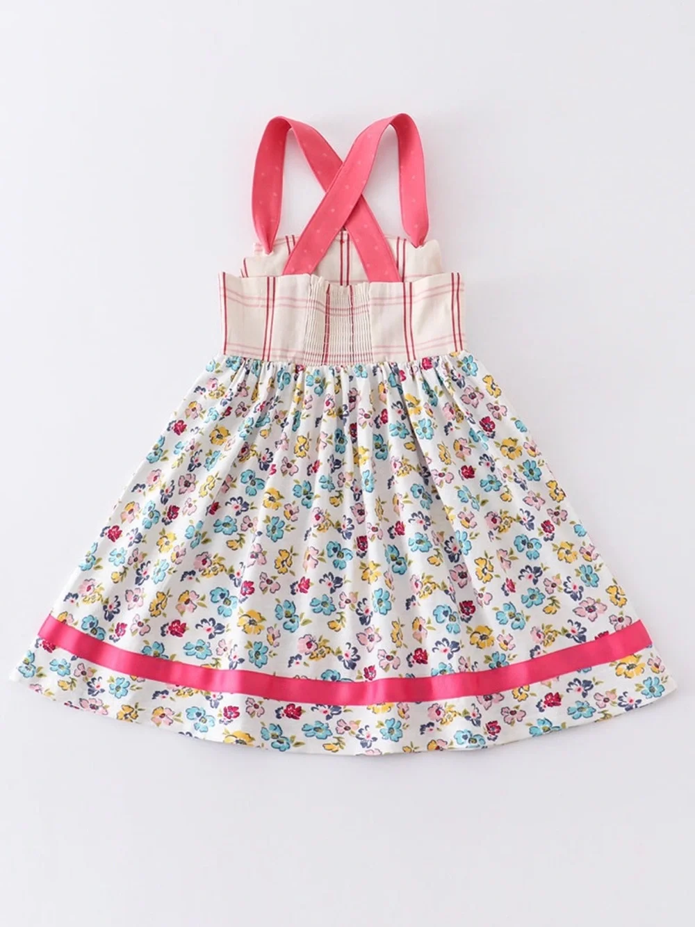 NWT Girls Pink Floral Sundress with Polka Dot Accent